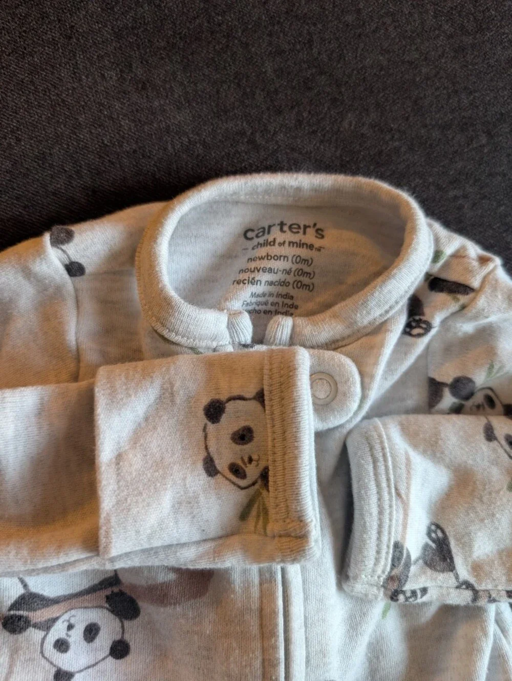 Carter's White, Gray & Blue Animal Print Footed One-Piece Sleepers - 3 Pack